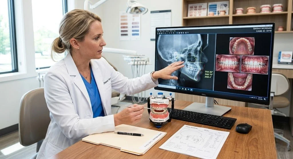 Orthodontic case analysis for DHA exam preparation highlighting clinical diagnosis and clinical orthodontic cases